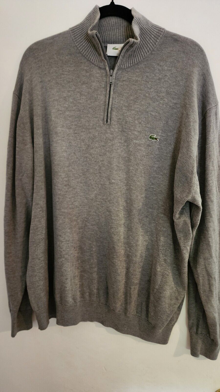 Lacoste Men Sweater 7 / XXL Gray Quarter Zip Long… - image 1