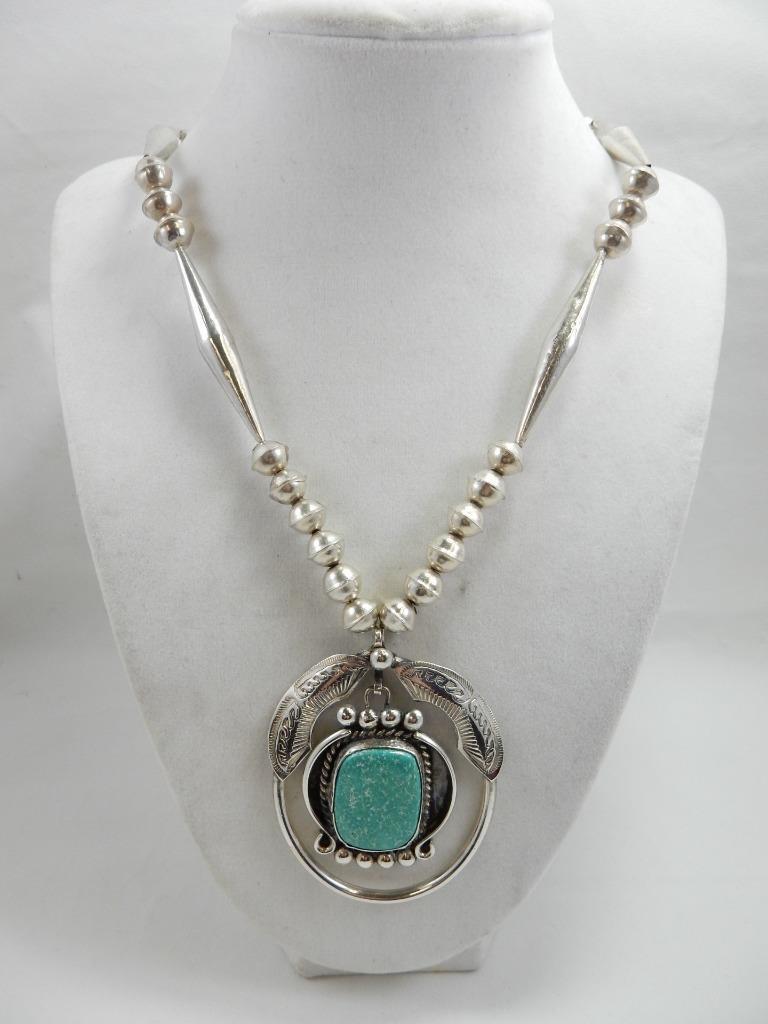 *BEAUTIFUL STERLING SILVER & TURQUOISE NECKLACE 2… - image 2