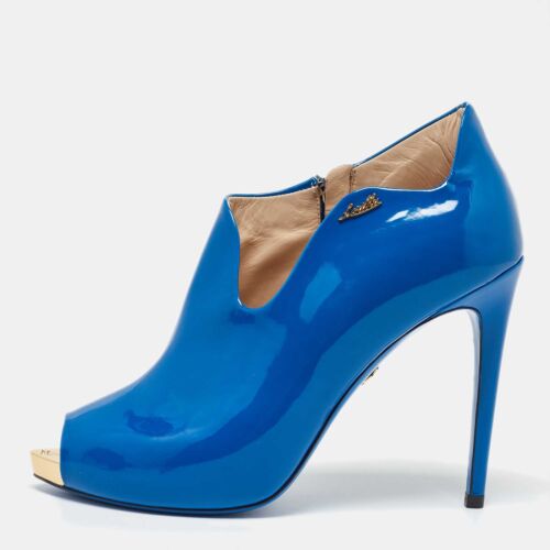 Loriblu Blue Patent Leather Peep Toe Pumps 39 - image 1