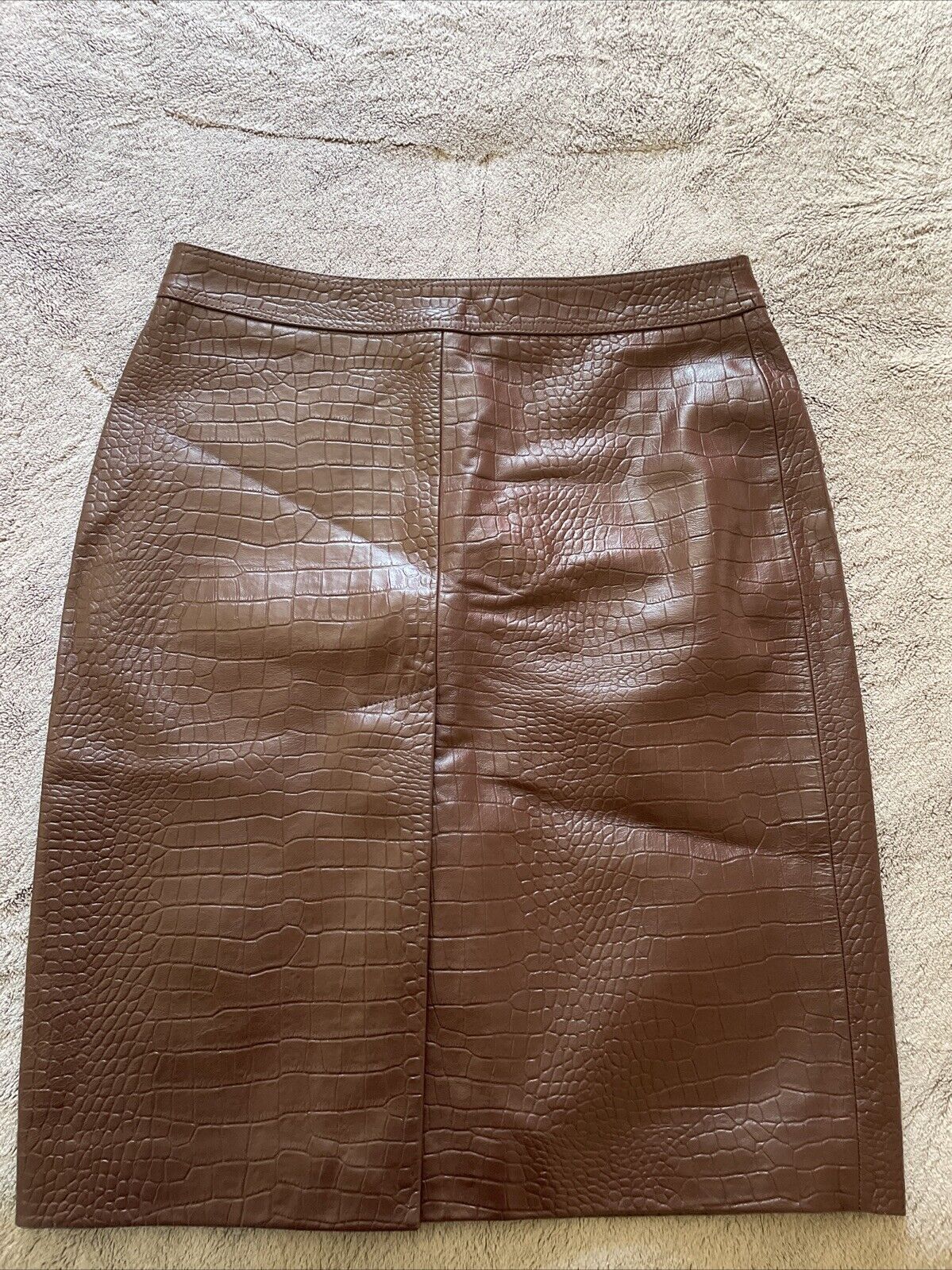 Autograph Oxblood Croc Leather skirt Size 14 - Kn… - image 1