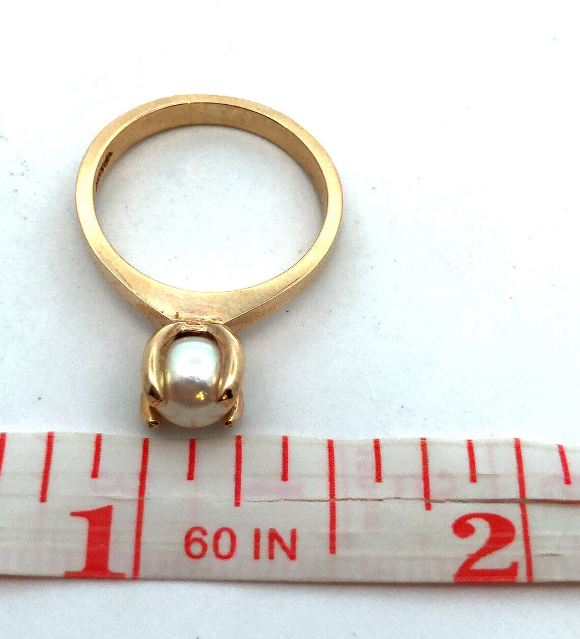 Designer 10K Yellow Gold Pearl Solitaire Size 6.5… - image 11