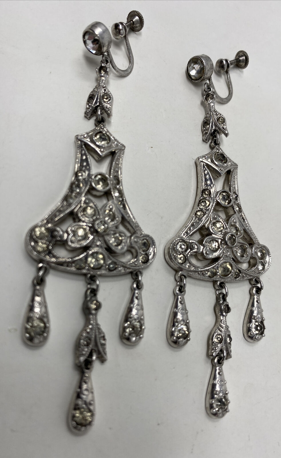 ANTIQUE EDWARDIAN ART DECO SILVER CRYSTAL RHINEST… - image 12