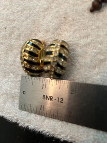 Vintage St. John  Signed  Rhinestone Clip Earrings