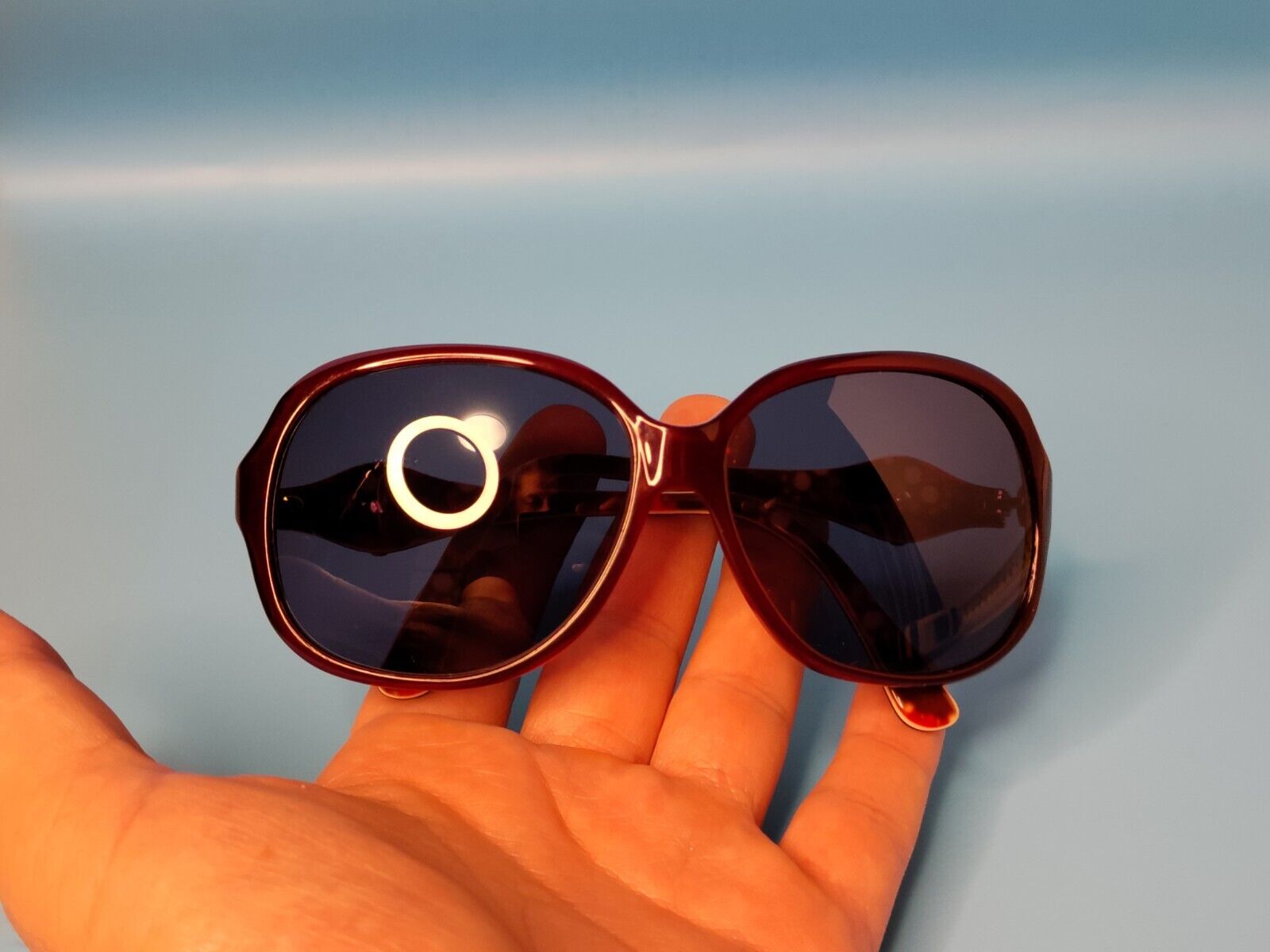 VINTAGE EMILIO PUCCI DARK RED ACETATE SUNGLASSES … - image 4