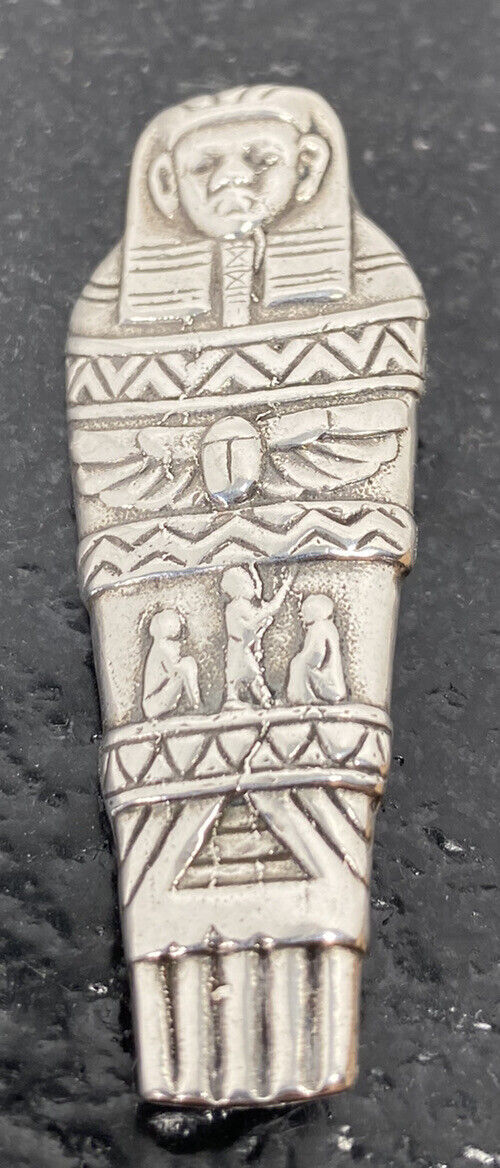 Vintage Sterling Pharaoh’s  Sarcophagus Pin 11 Gr… - image 5