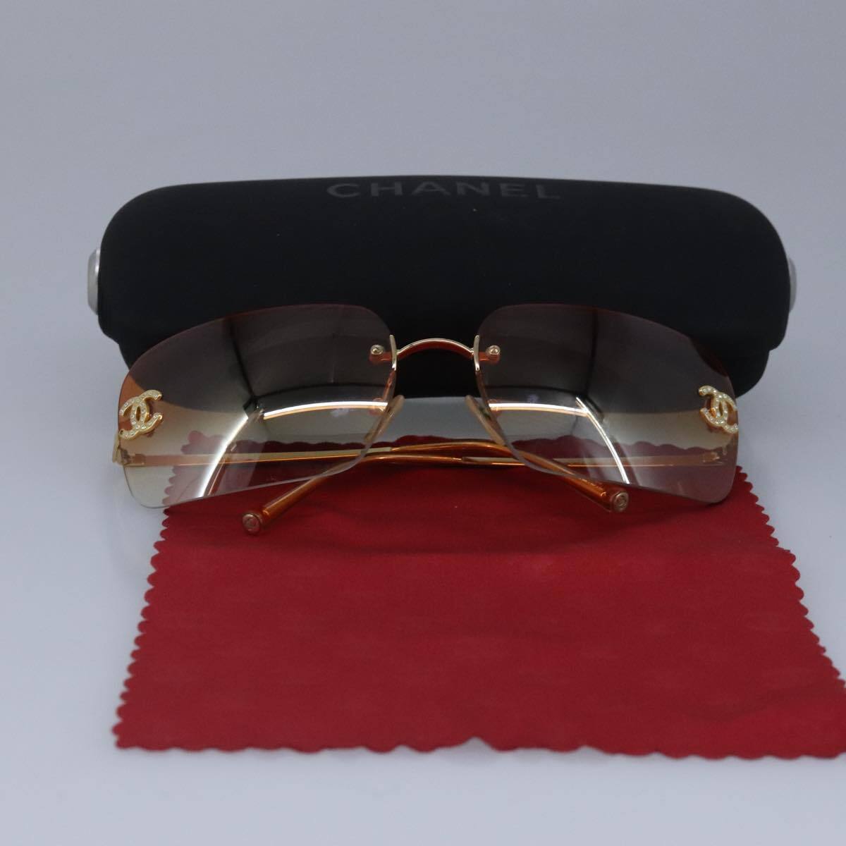 CHANEL Sunglasses metal Orange CC Auth bs20085 - image 12