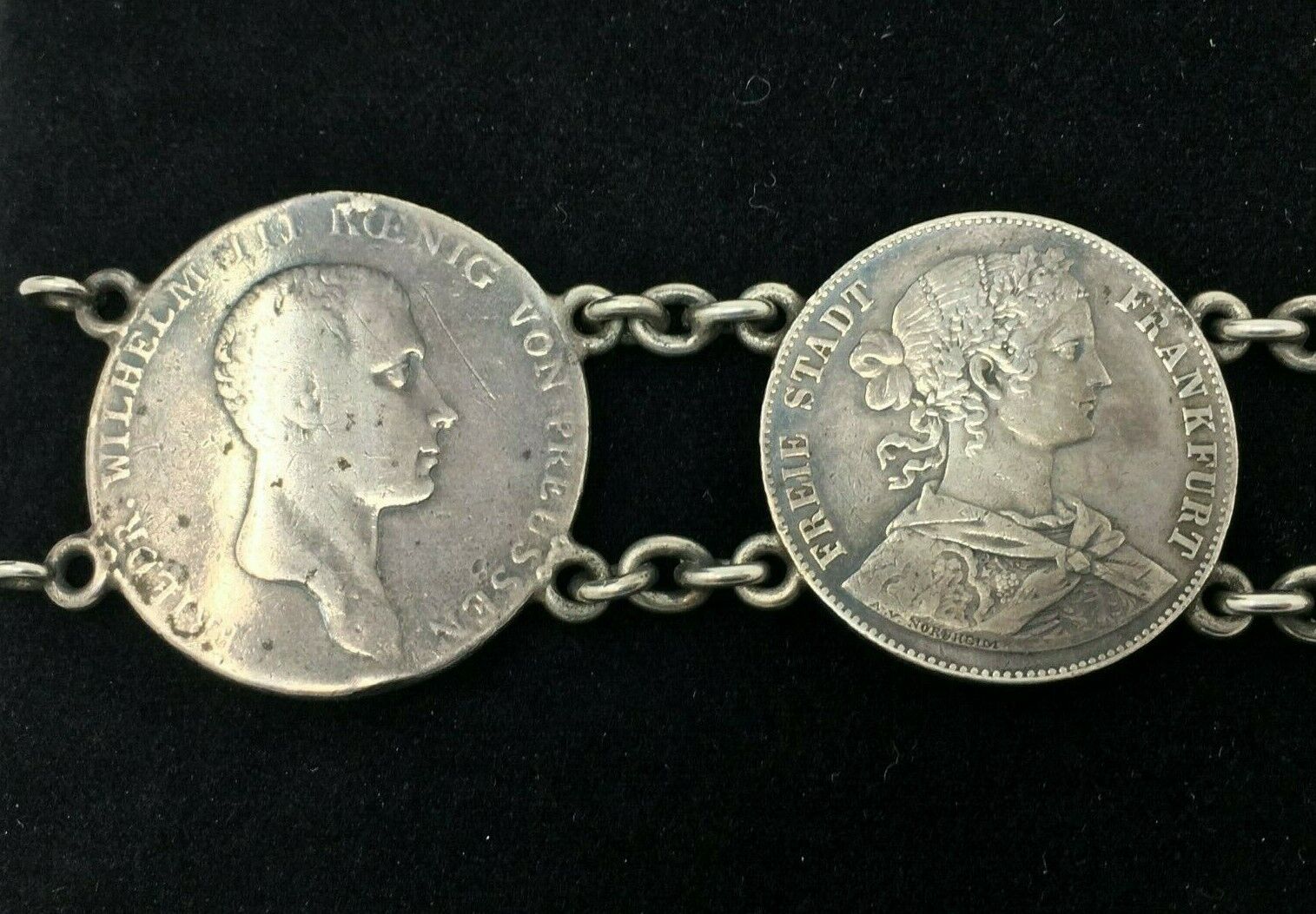 Antique Silver German States Thaler Coin Bracelet - image 7