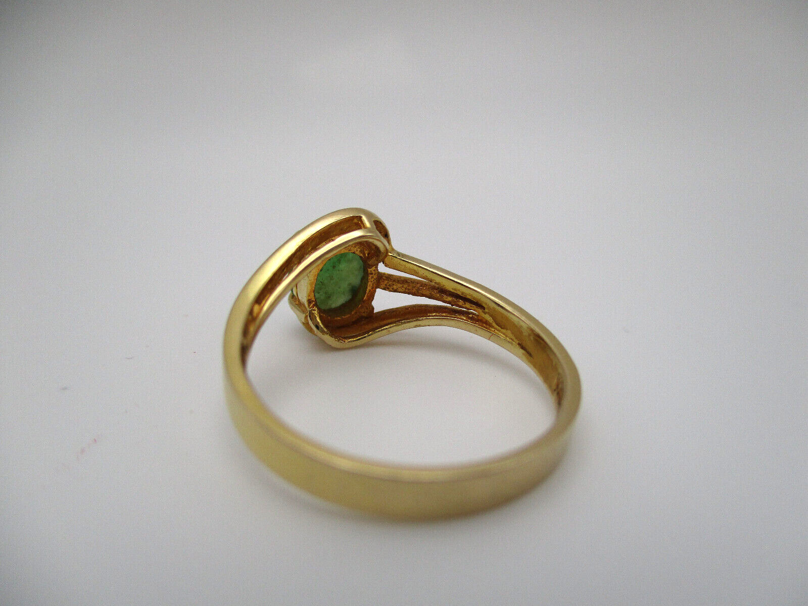 14K 585 Yellow Gold Green Jade Solitaire Ring Siz… - image 10