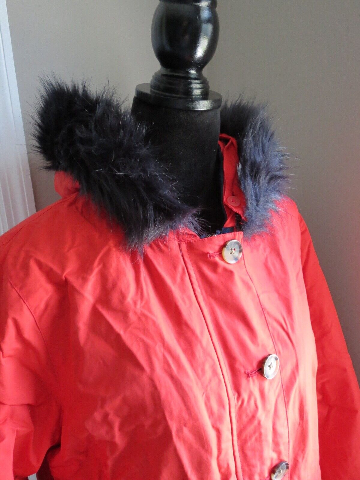 BODEN MASDEN RED COAT PARKA WITH BLACK FAUX FUR H… - image 2