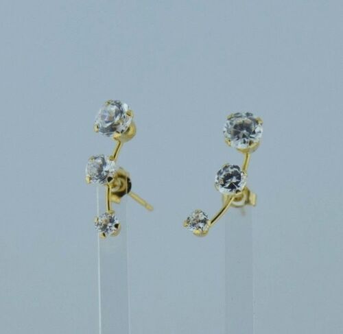 14K Yellow Gold Cubic Zirconia Post Earrings