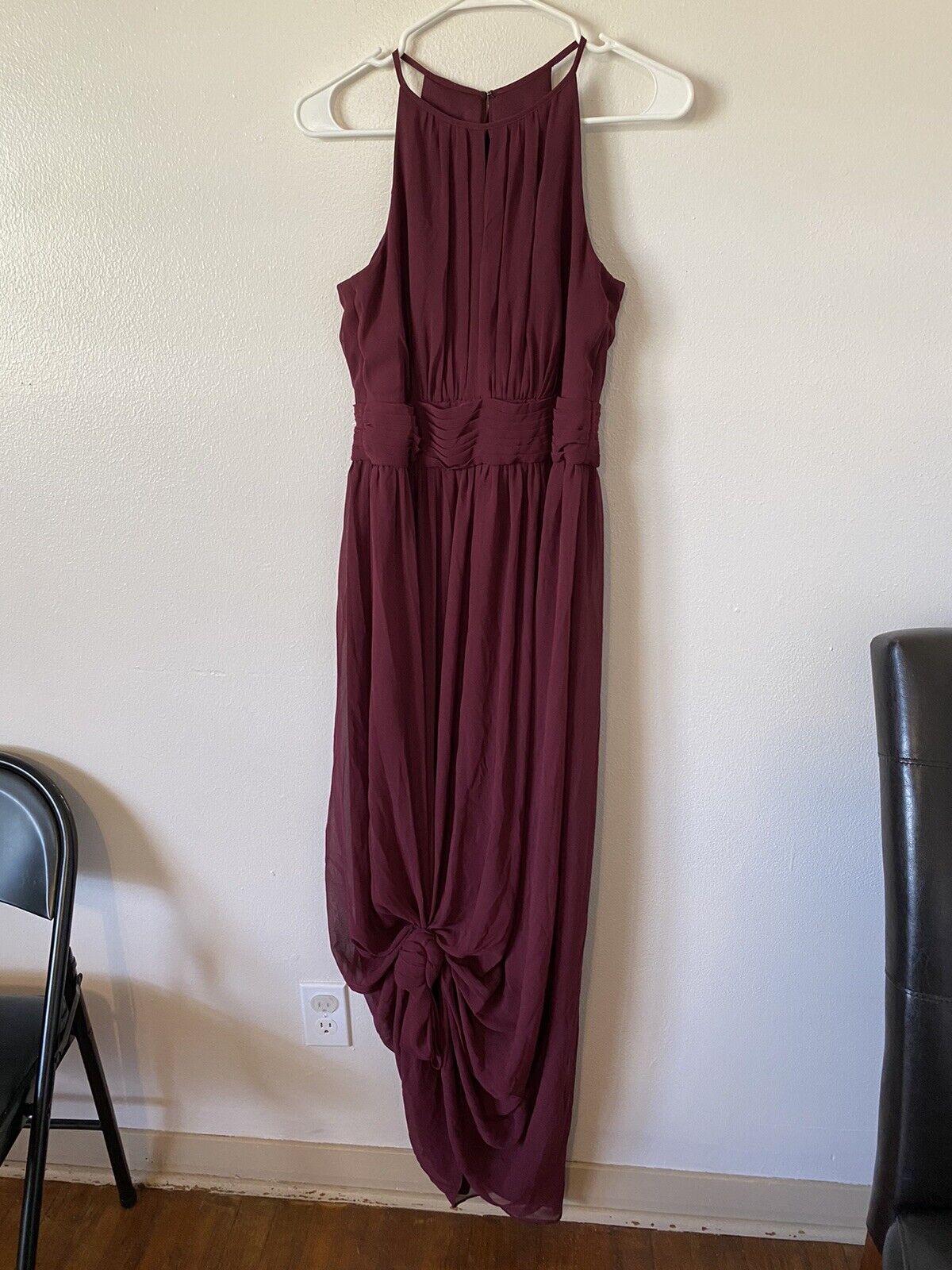 Formal Dress Burgundy Bridesmaid Floor Length Dav… - image 1