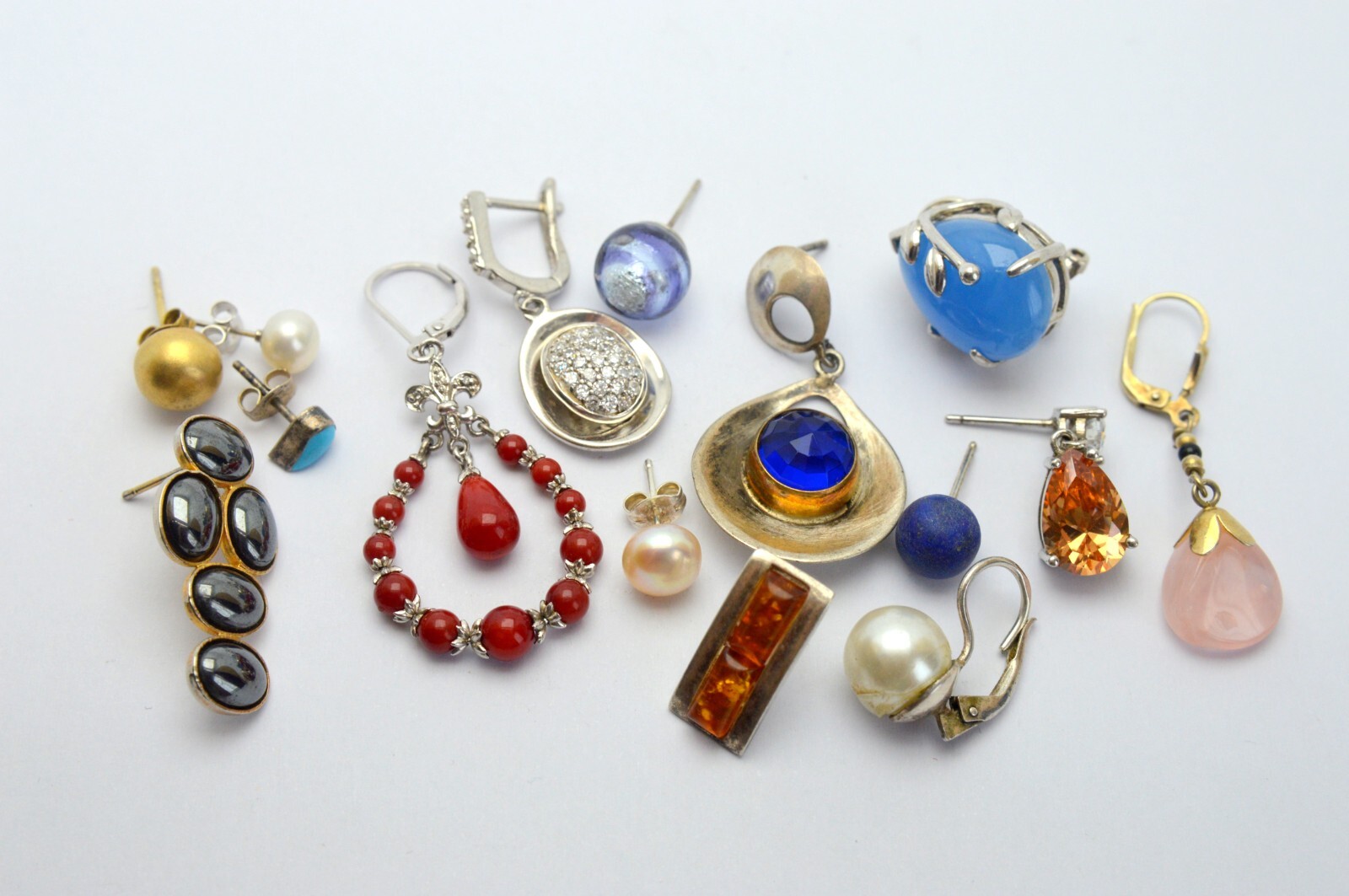 MIXED 925 STERLING SILVER LOT OF EARRINGS WITH FI… - image 1