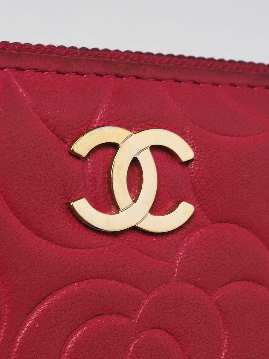 Chanel Pink Camellia Embossed Lambskin Leather Zi… - image 5