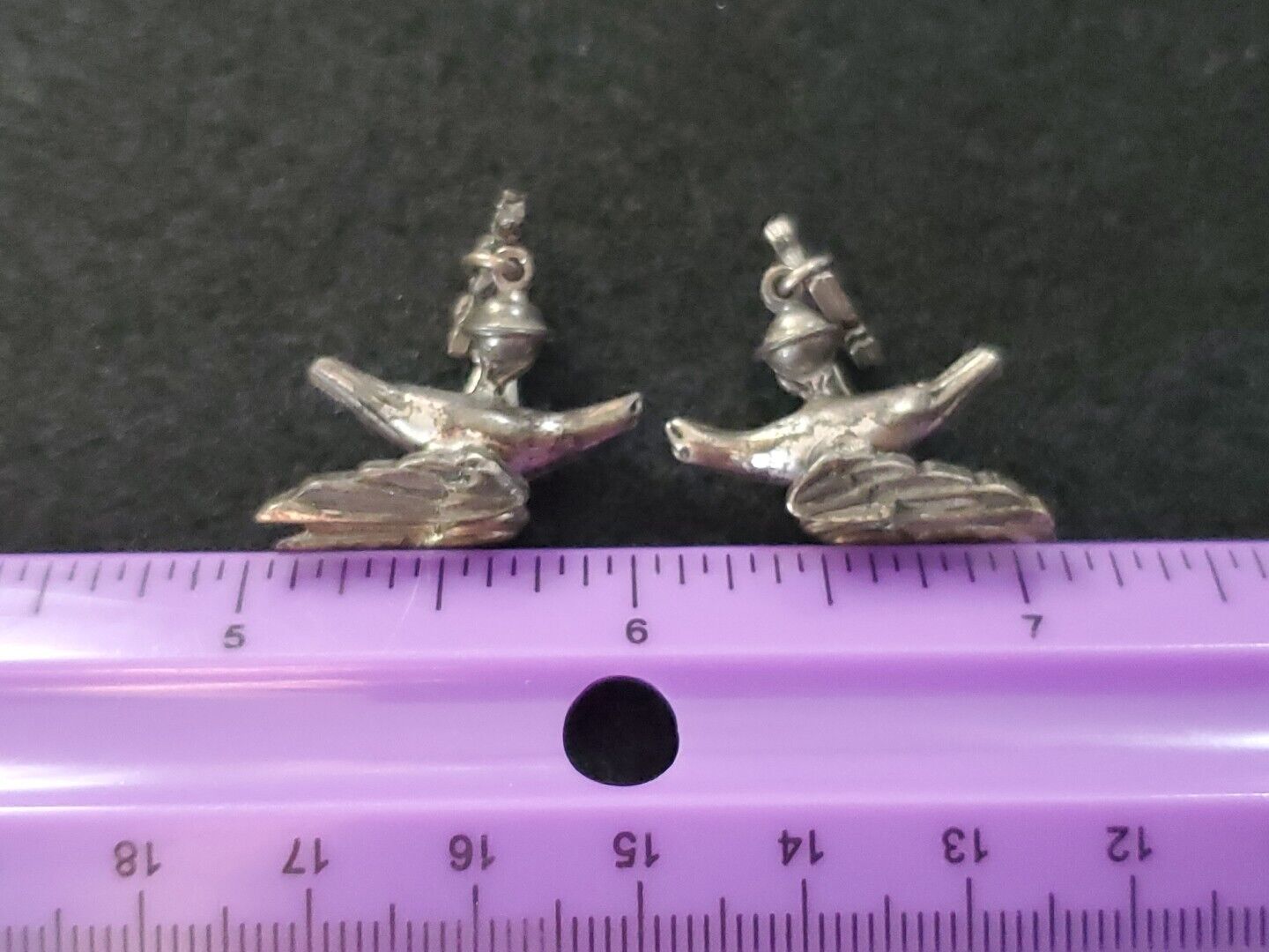 Vintage Rare Monet Eagle Bird Compass Clip On Ear… - image 5