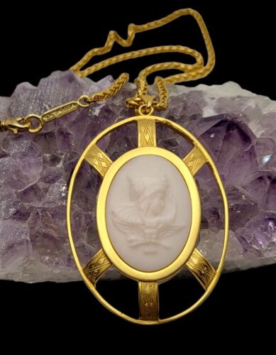 EXTASIA MATTE GOLD-TONE CAMEO PENDANT NECKLACE 30"