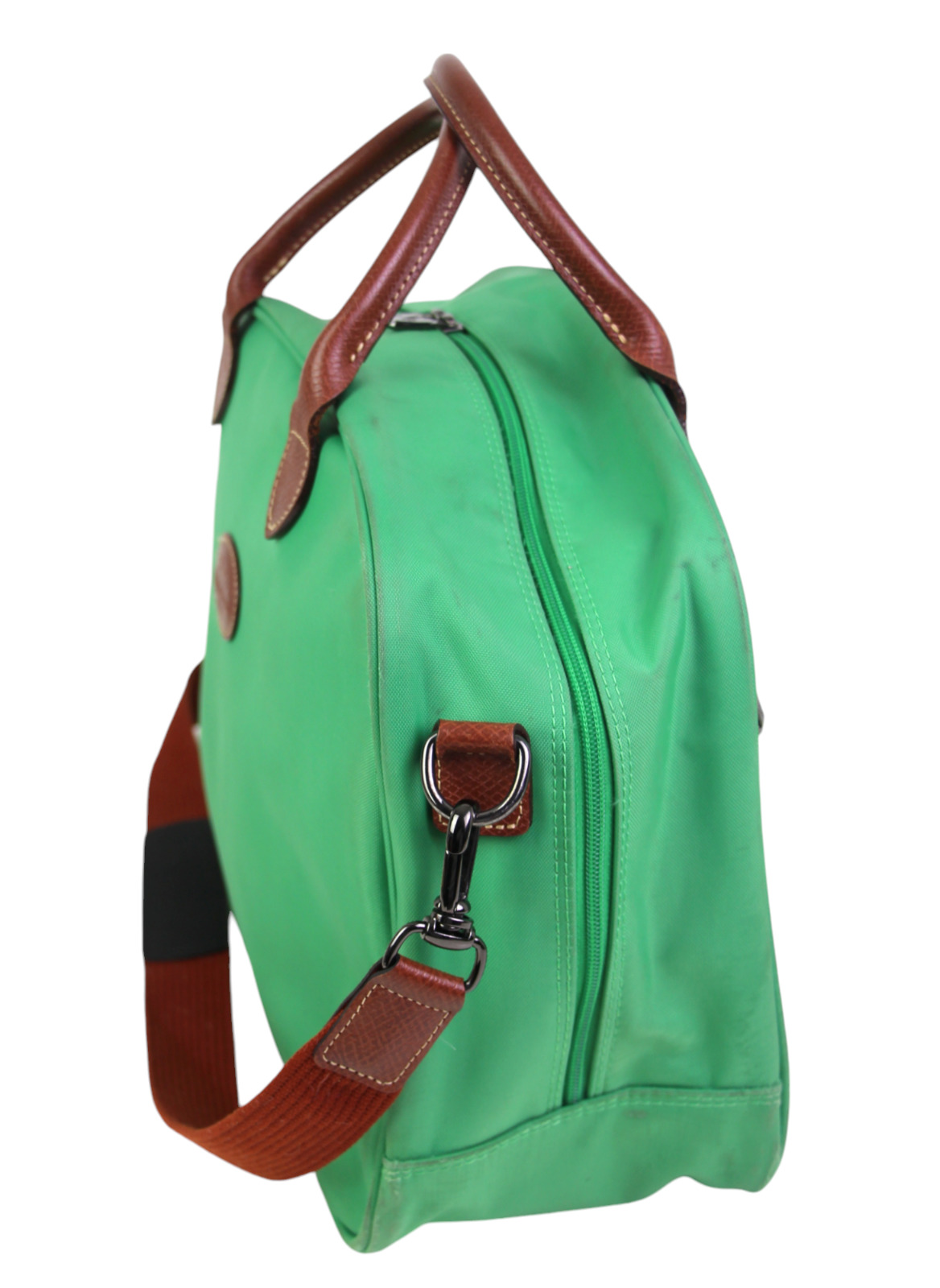 Longchamp GREEN CANVAS BROWN LEATHER ZIP AROUND T… - image 5