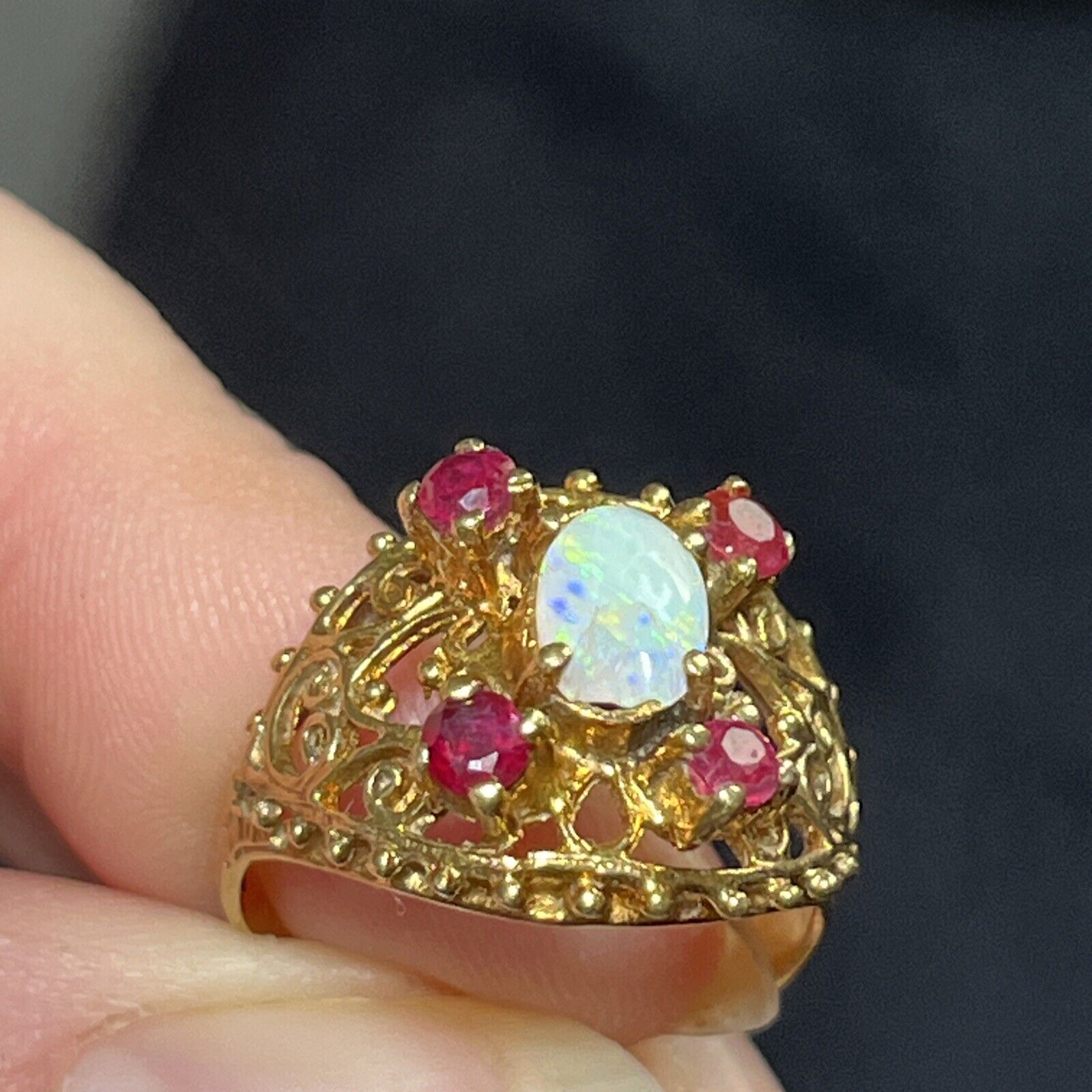 Antique Ruby And Opal Ring 14k Yellow Gold. Victo… - image 11