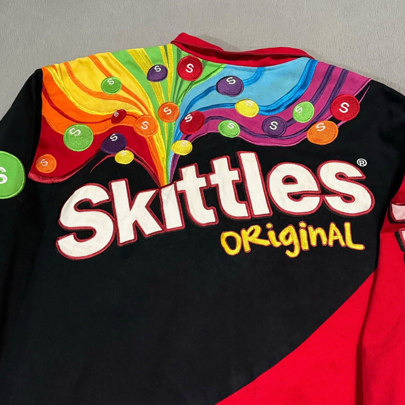 Vintage Skittles JH Design Nascar Varsity Bomber … - image 7