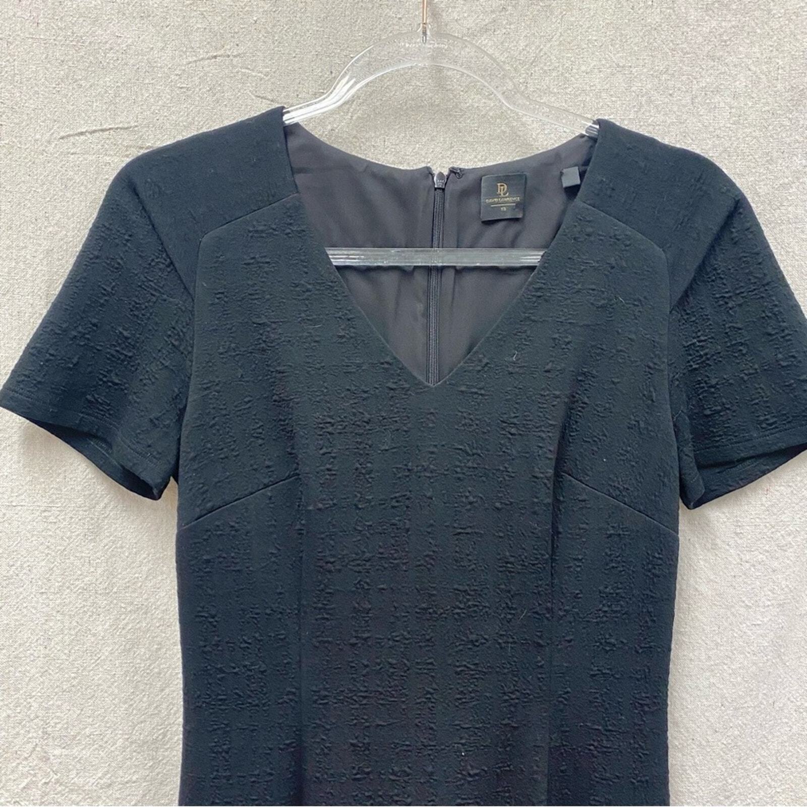 David Lawrence black textured ponte knit v neck s… - image 9