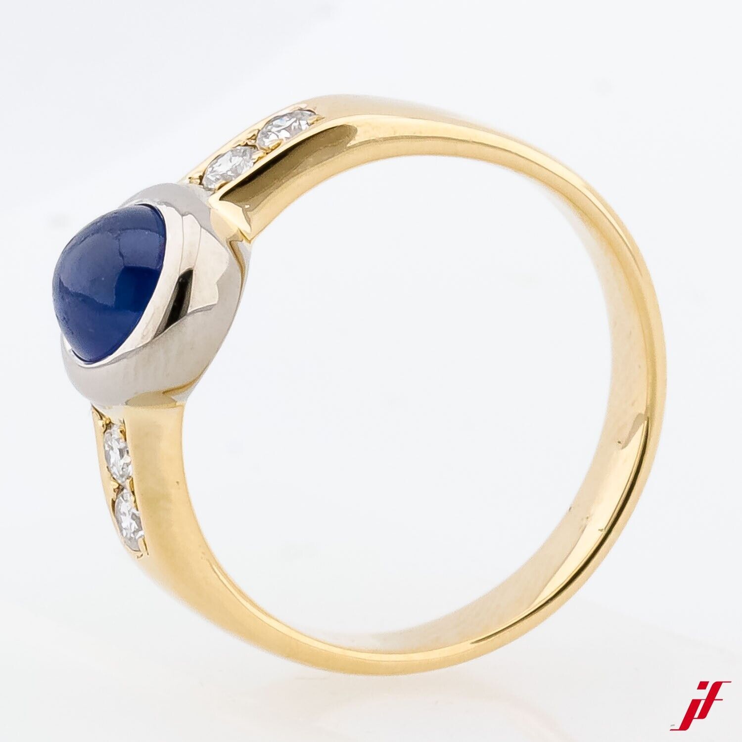 Ring 18K Yellow Gold White Gold 1 Sapphire 4 Bril… - image 2