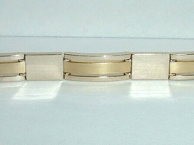 14K TWO TONE GOLD FANCY 8" TWO TONE BRACELET - image 5