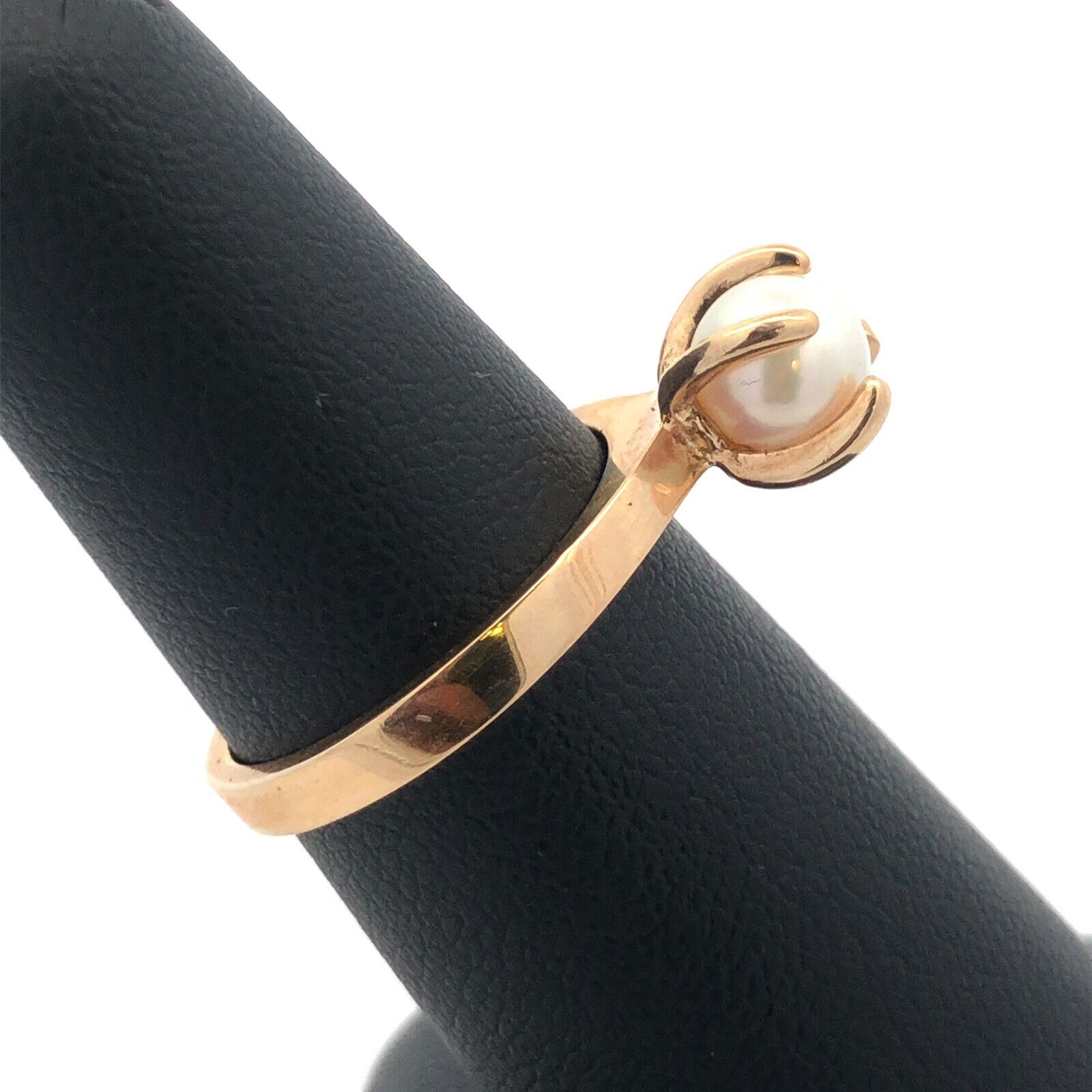 Designer 10K Yellow Gold Pearl Solitaire Size 6.5… - image 6