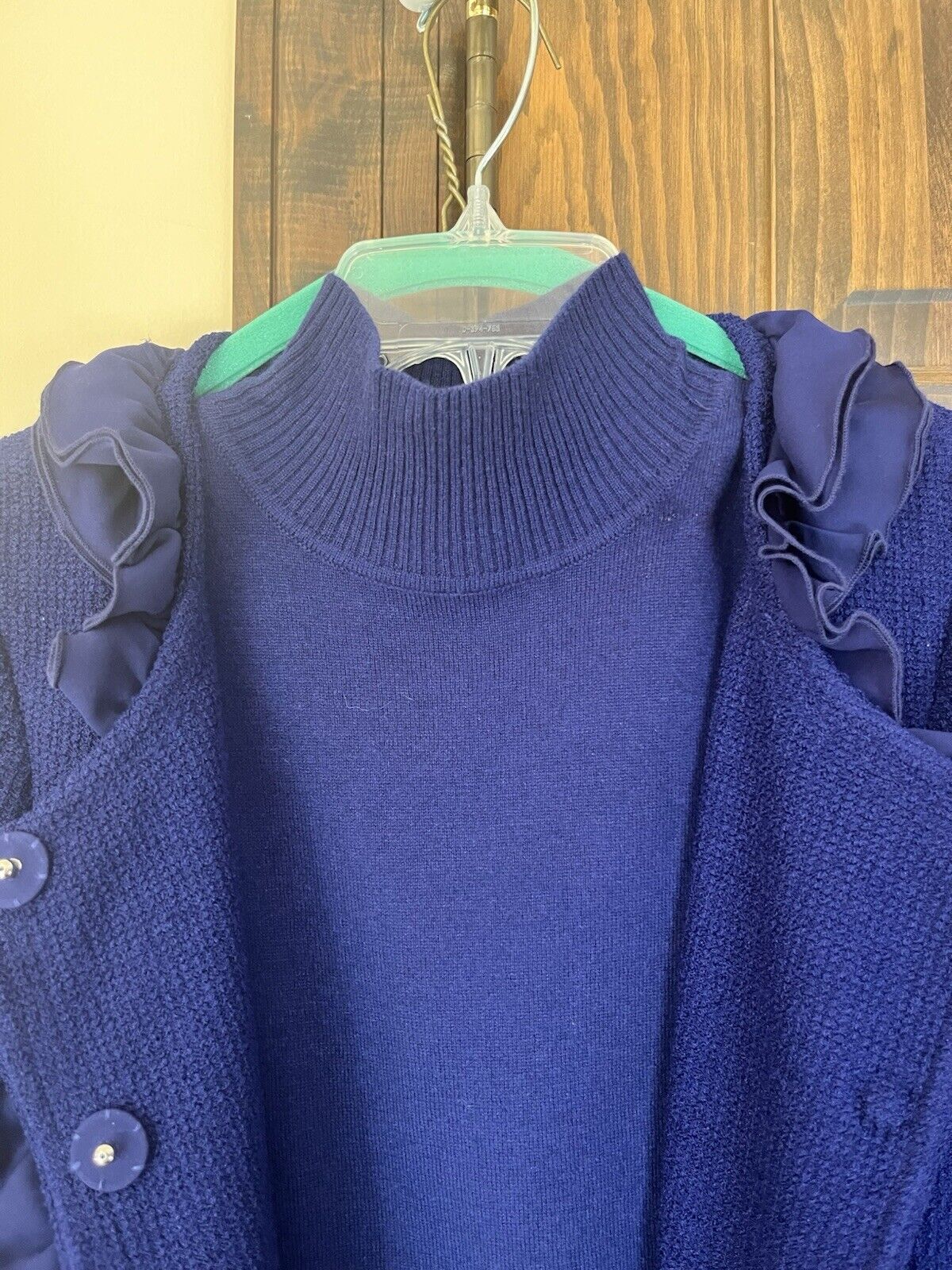 St John/ sapphire blue/ wool blend knit duster/ma… - image 2