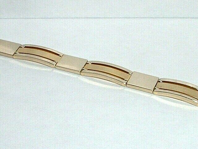 14K TWO TONE GOLD FANCY 8" TWO TONE BRACELET - image 8