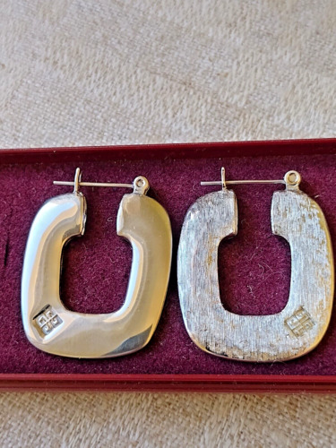 Pair of Vintage Givenchy LOGO flat hoop earrings e