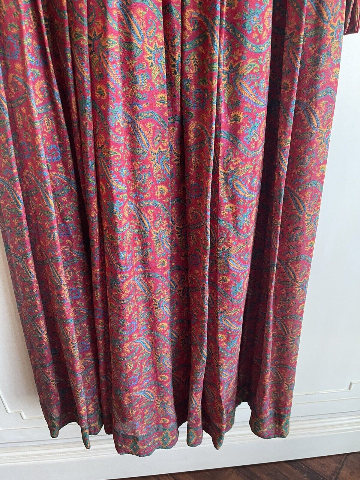 Vtg 1970s Treacy Lowe Rare Red Floral Tissue Silk… - image 9