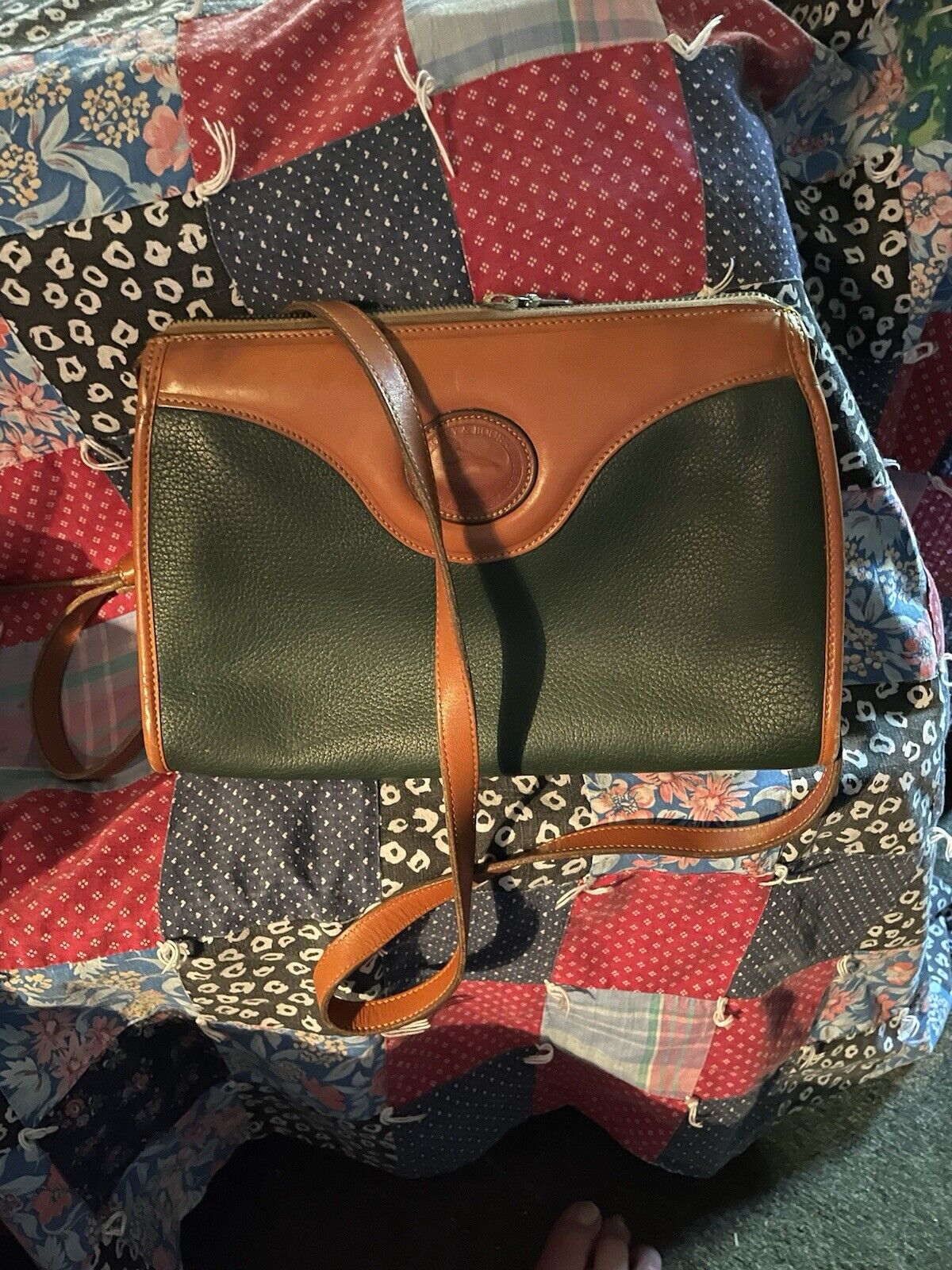 Dooney and Bourke vintage Green/lt.Brown Crossbod… - image 1