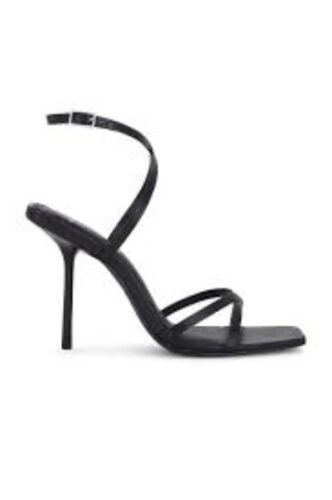 BLACK SUEDE STUDIO Gemma Heel Sandal in Black Napp