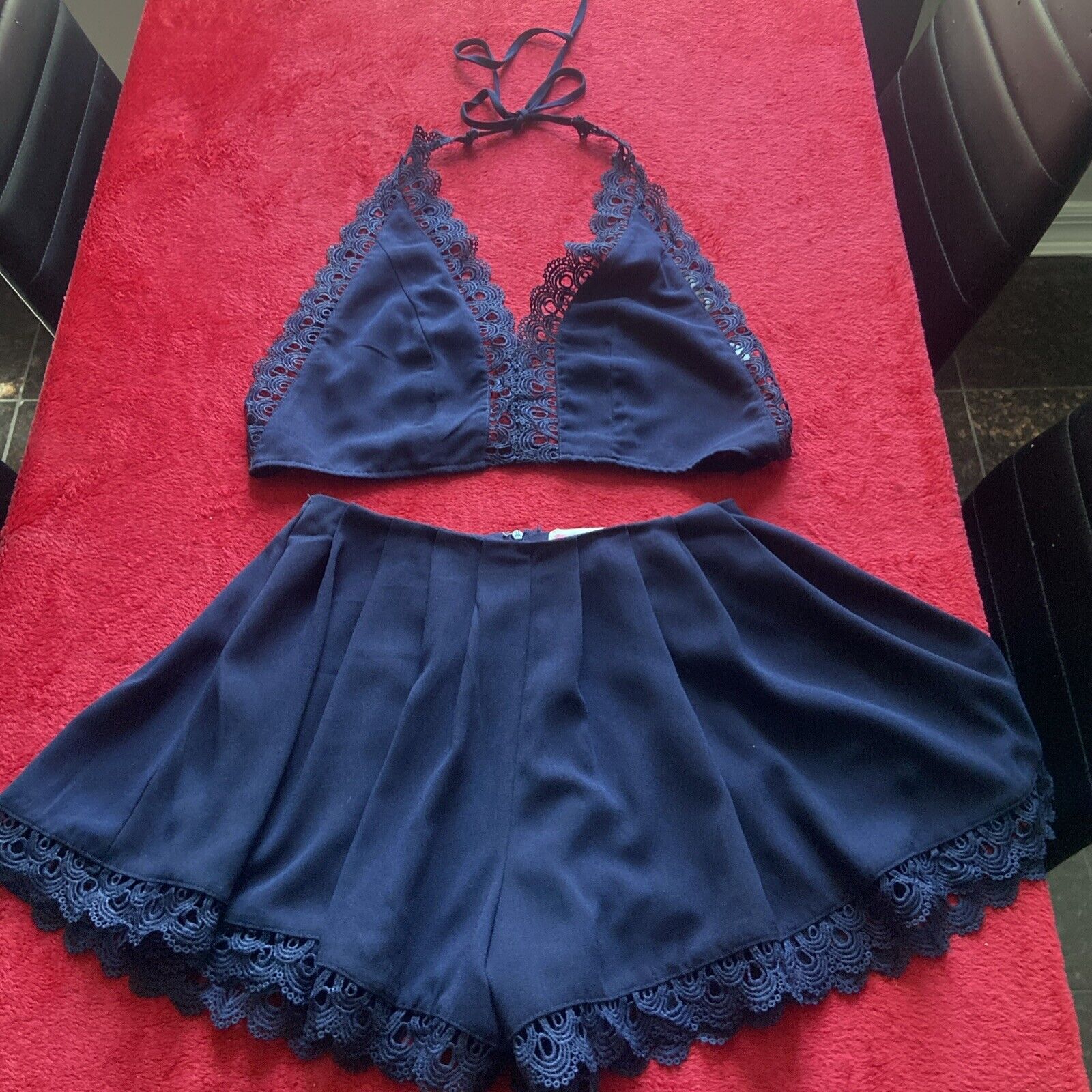 Two-Piece Navy Blue Mini Skort Set - Size Small - image 1