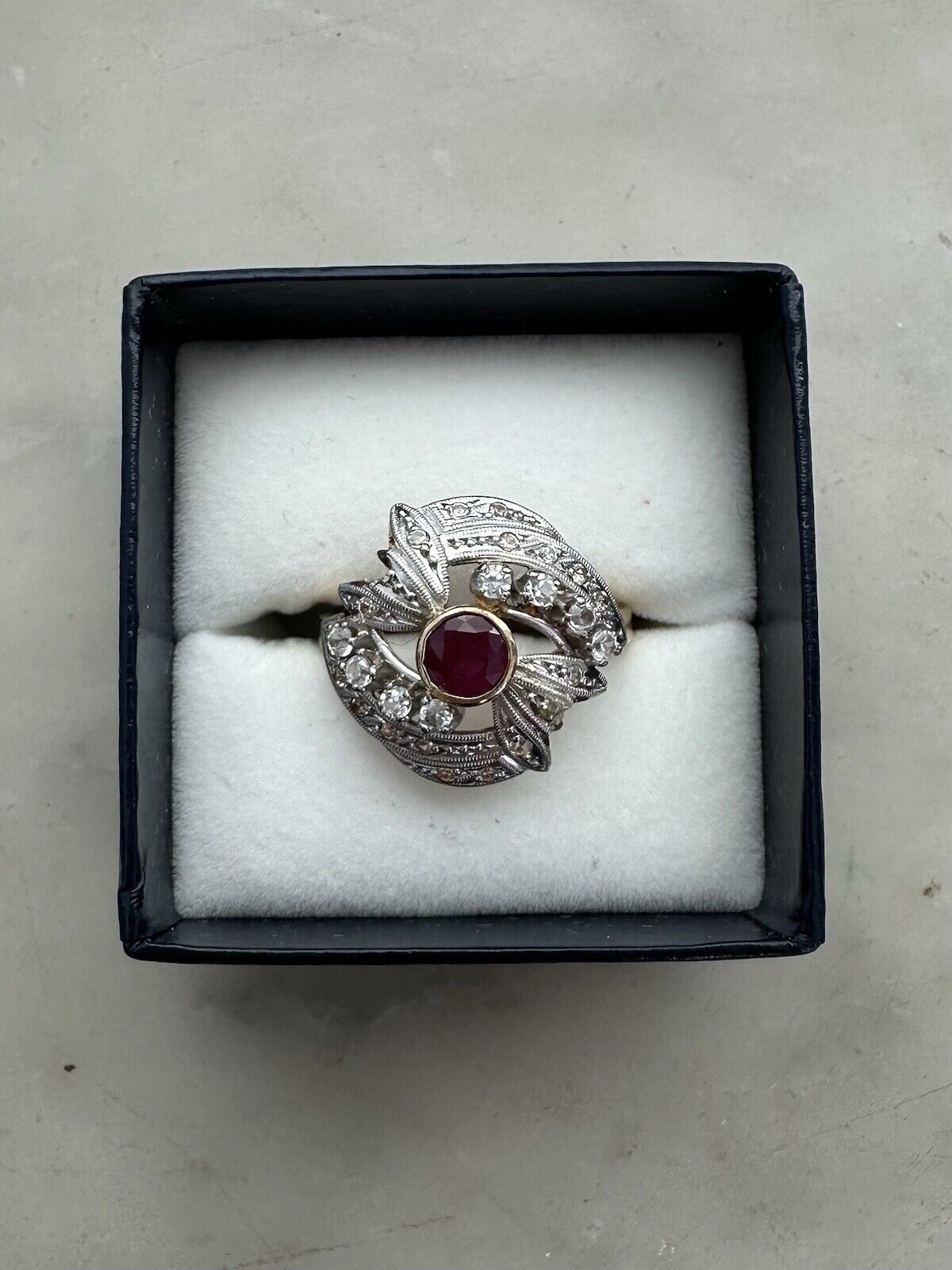 14K Yellow Gold Ruby and Diamond Ring - image 3