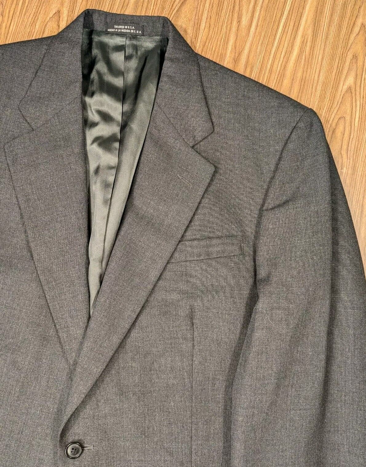 STAFFORD Vtg 90s Gray Solid Polyester Wool Blazer… - image 1