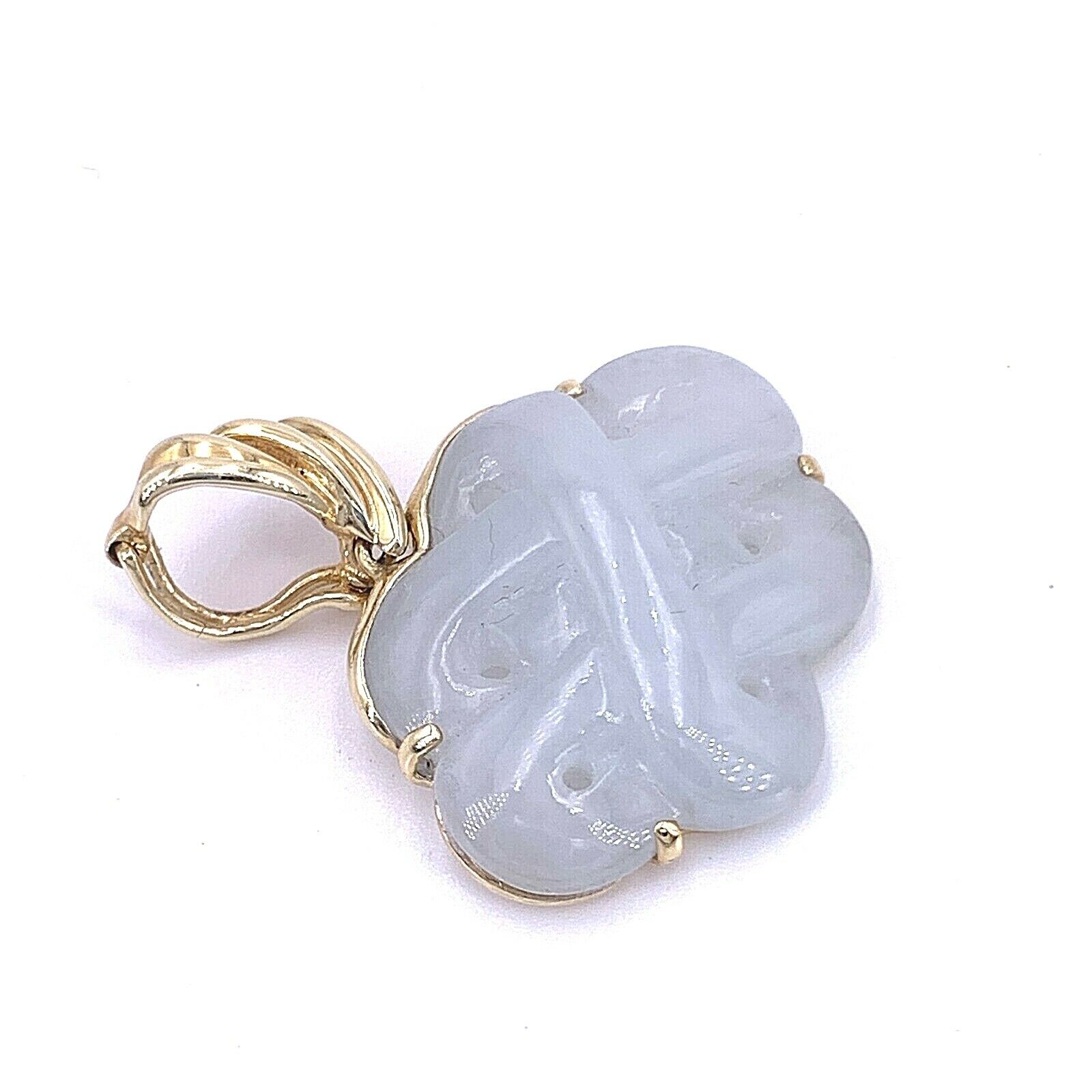 Carved Jadeite 14K Yellow Gold Pendant - image 2