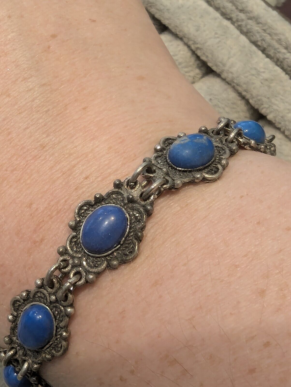 Bracelet 925 sterling silver lapis lazuli in fram… - image 10