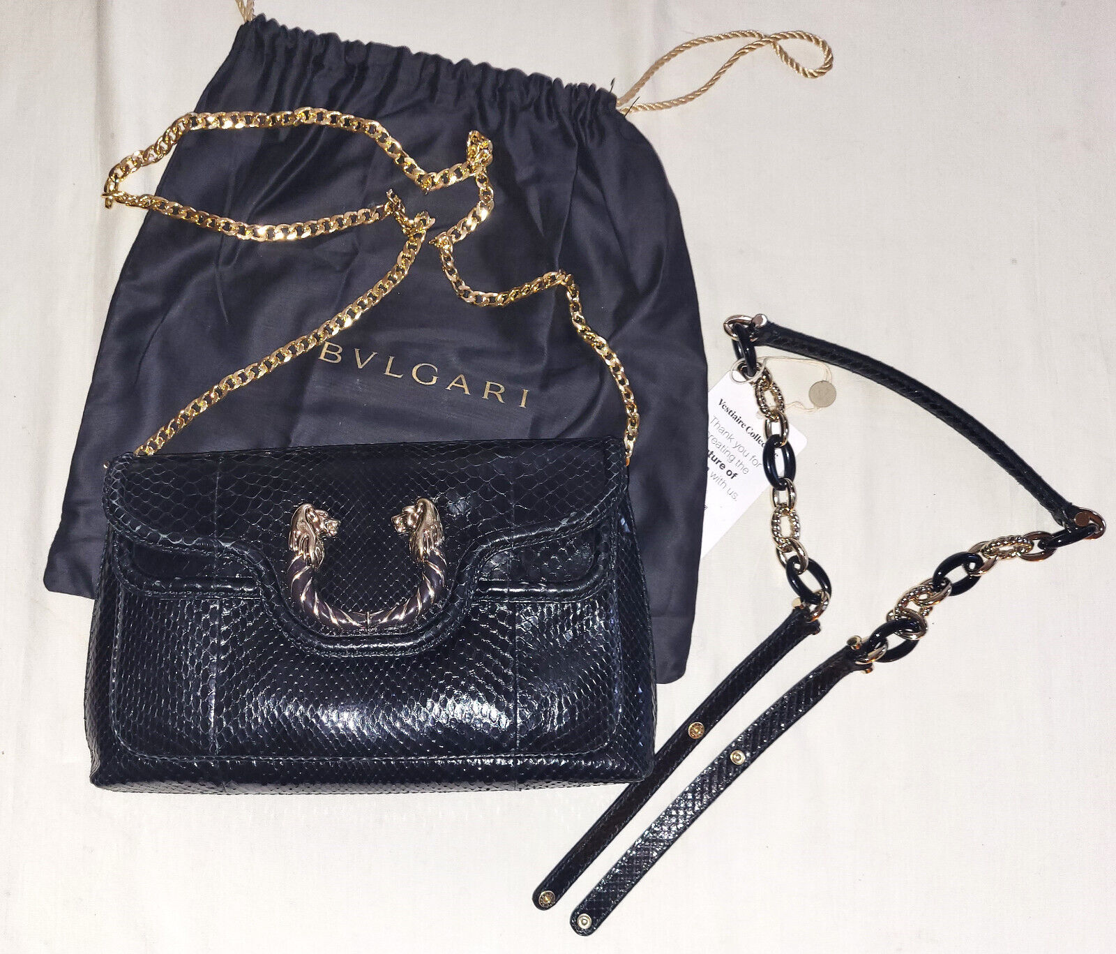 BVLGARI ~ RARE * LIMITED black  Real snakeskin Ha… - image 6