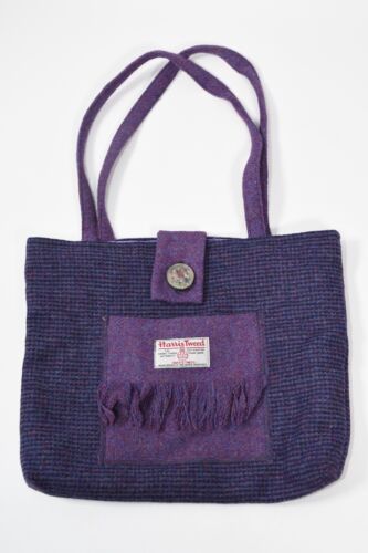 Harris Tweed Hand Woven Herringbone Handbag Purple