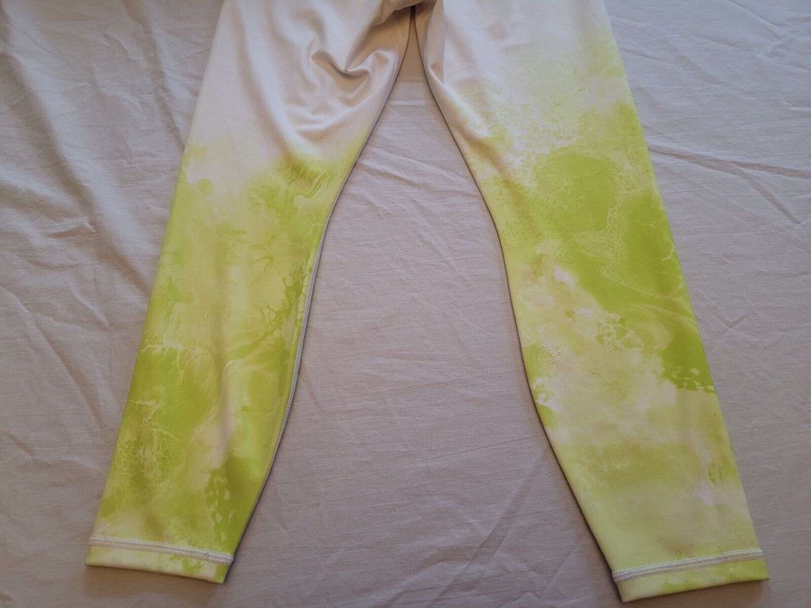 Athleta Leggings White With Green/Yellow Neon Pri… - image 8