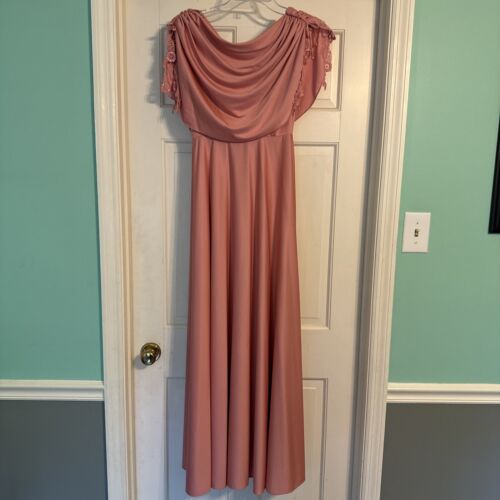 1980s Vintage Rose Pink Flowy Bridesmaid/Formal F… - image 1