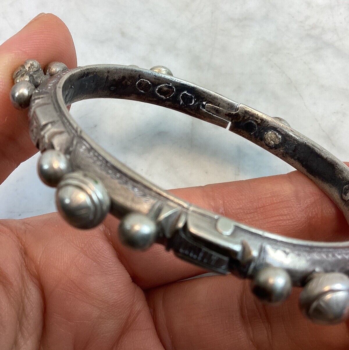 Antique Vintage Morocco Silver Mizam Bangle Brace… - image 13