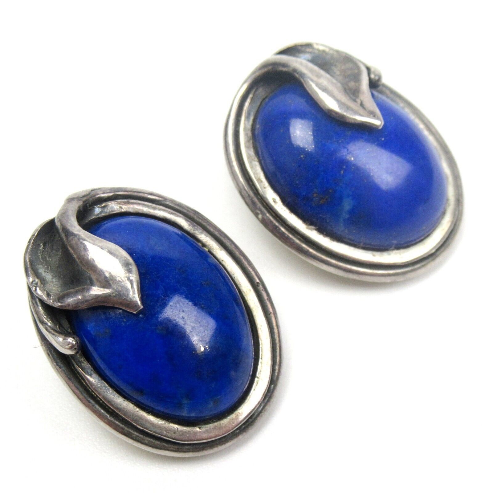 Indian Ear Clips 925 Sterling Silver Lapis Lazuli… - image 2