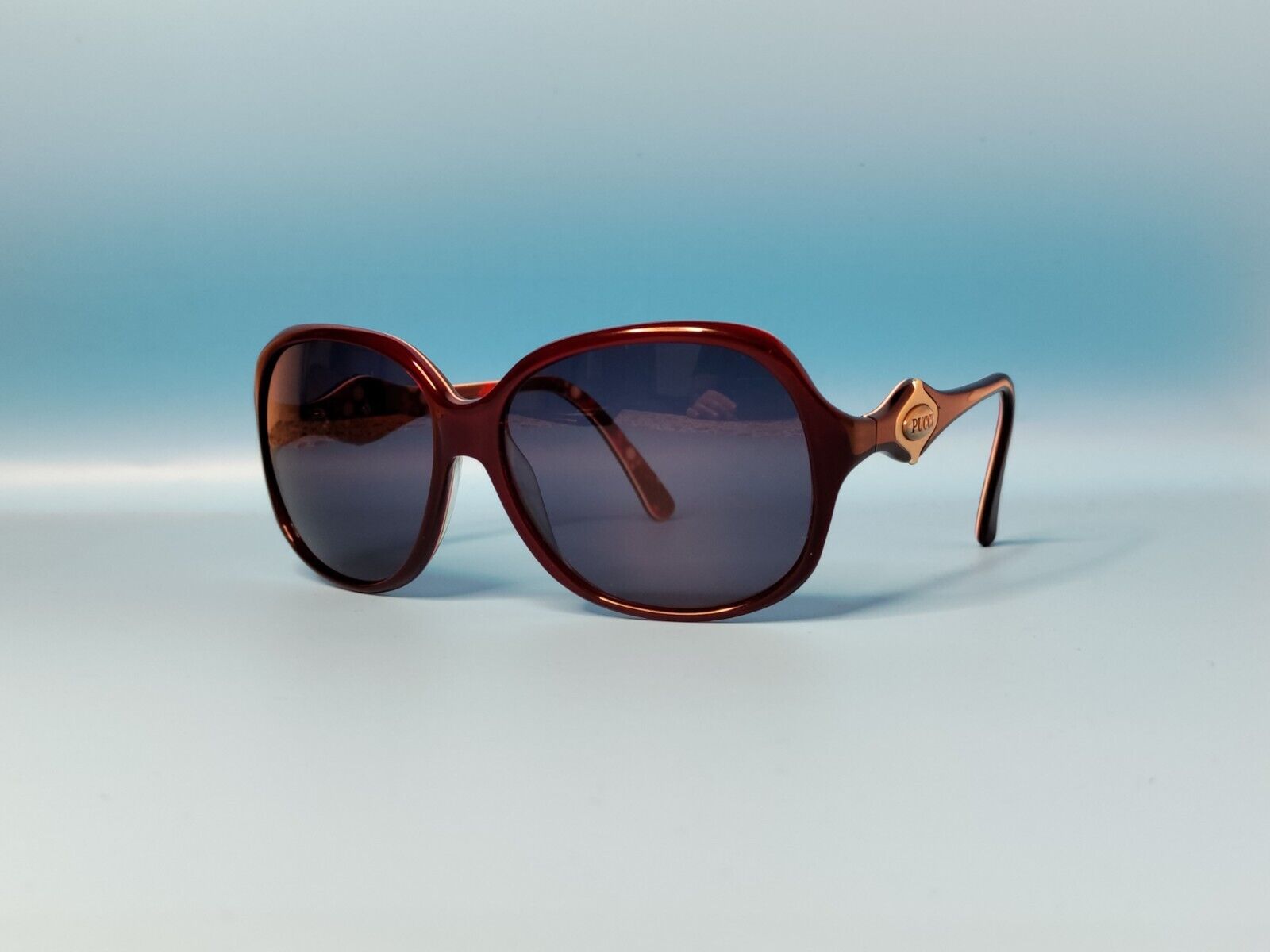 VINTAGE EMILIO PUCCI DARK RED ACETATE SUNGLASSES … - image 3