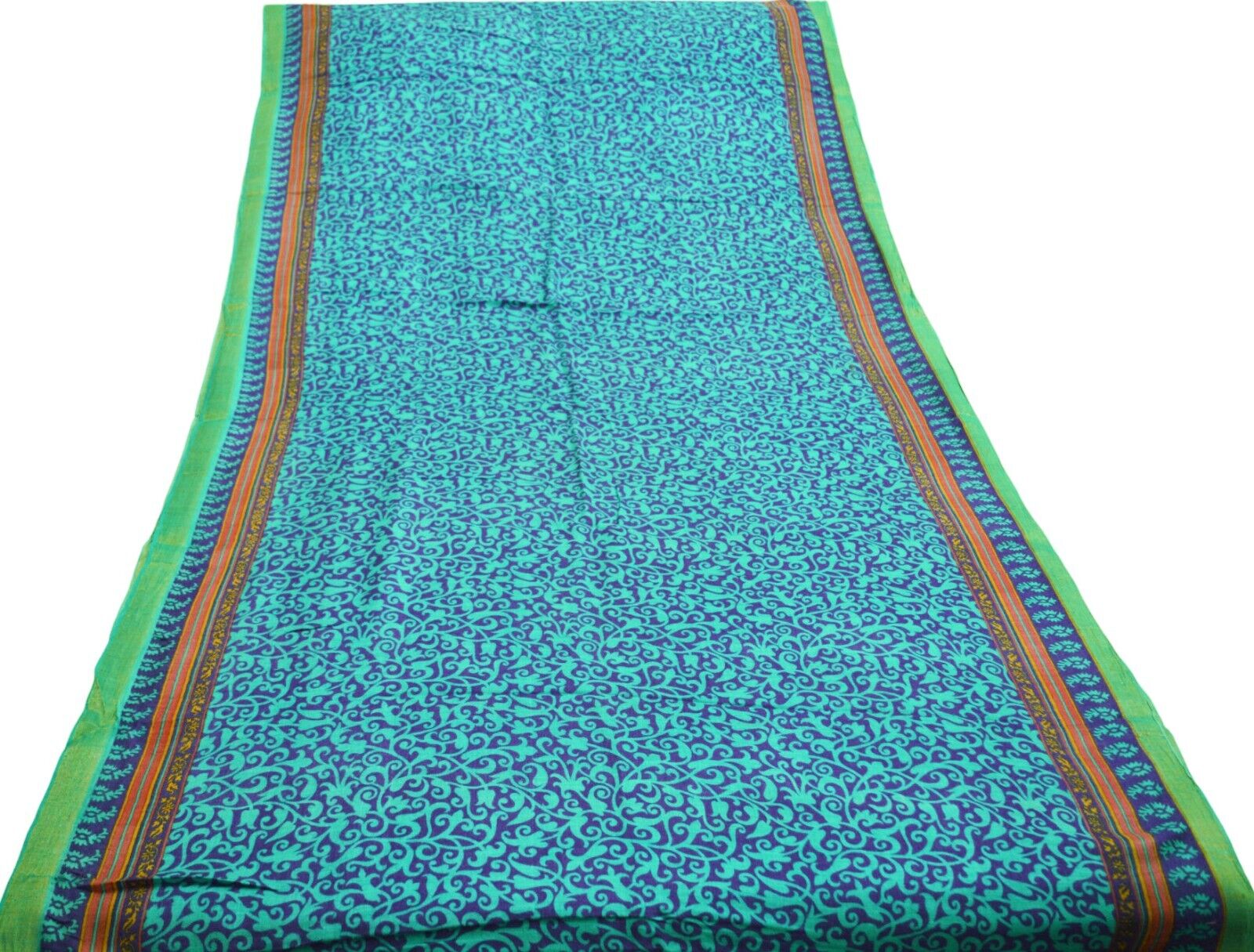 Vintage Blue & Green Heavy Saree Pure Woolen Wove… - image 15