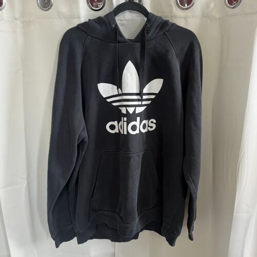 Adidas Trefoil Hoodie Size 2XL Black Sweatshirt Y… - image 1