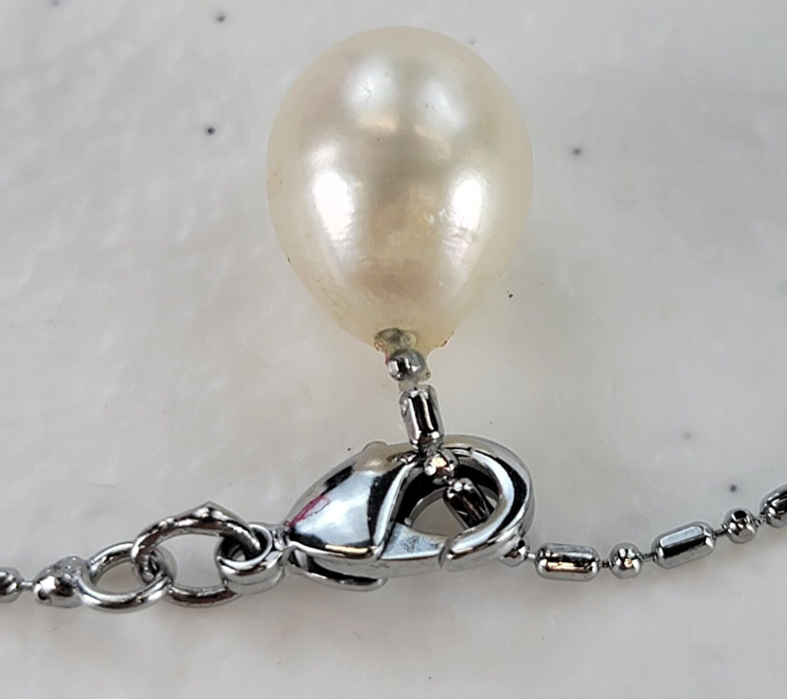 Silver-Tone White Fresh Water Pearl Bead Necklace… - image 7