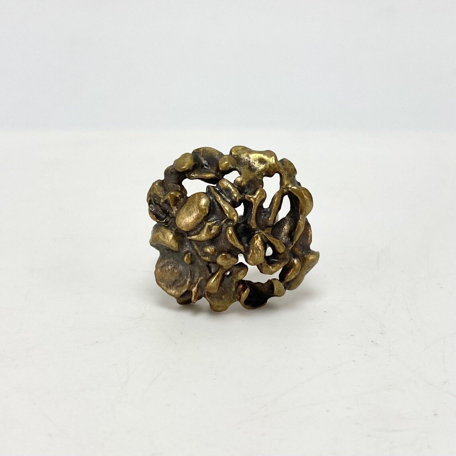 Vtg Brutalist Finnish Bronze Ring Adjustable Hann… - image 3