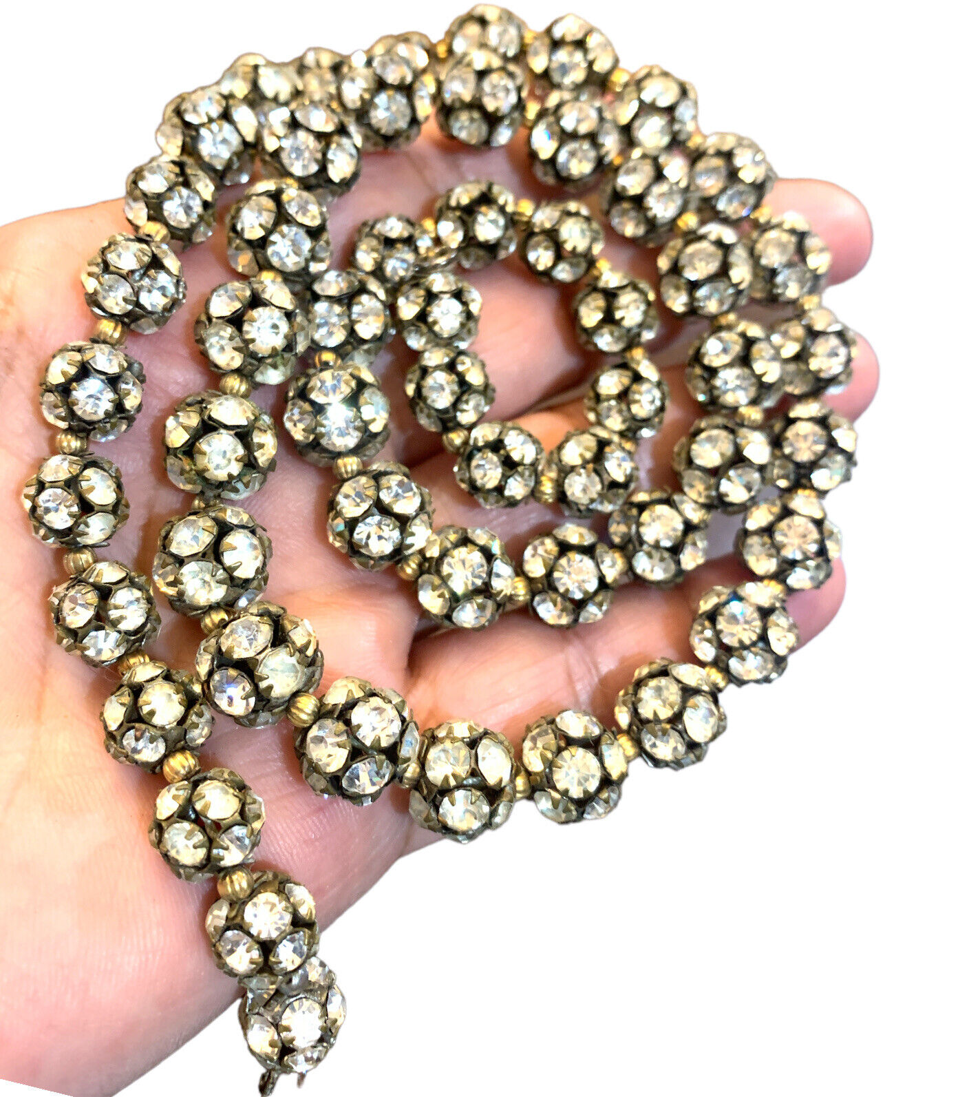 Antique VINTAGE Art Deco RHINESTONE Balls buttons… - image 1