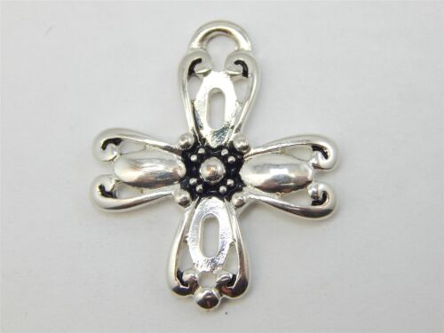 STERLING SILVER 925 DESIGNER BEAD CENTER CROSS PE… - image 1